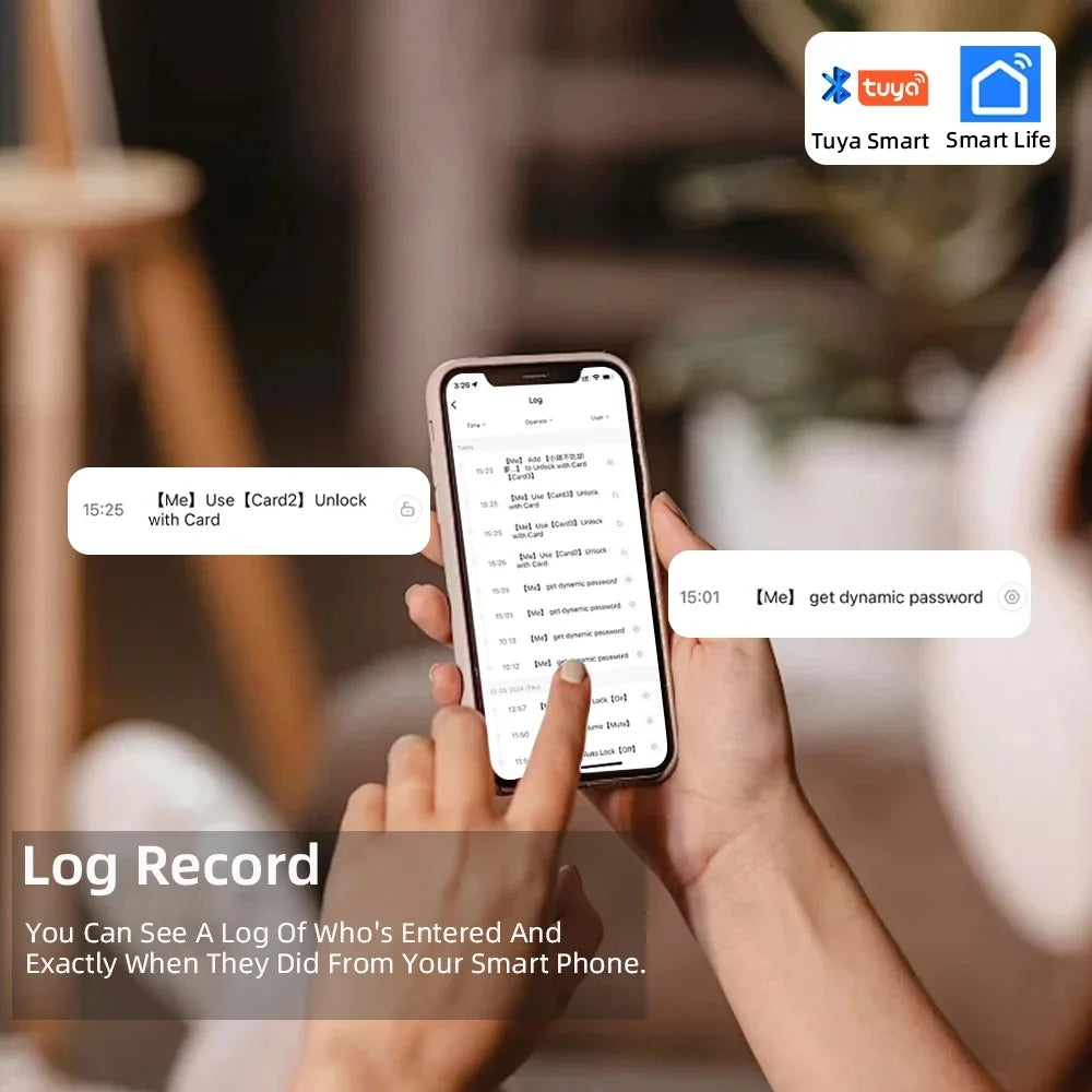Serrure connectée Tuya Wifi pour porte en verre, déverrouillage par empreinte numérique, application, carte à puce ou mot de passe.