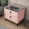 Table de Nuit Surélévée Wayon – Charge Sans Fil, Enceinte BT, 2 Tiroirs & Sécurité Empreinte