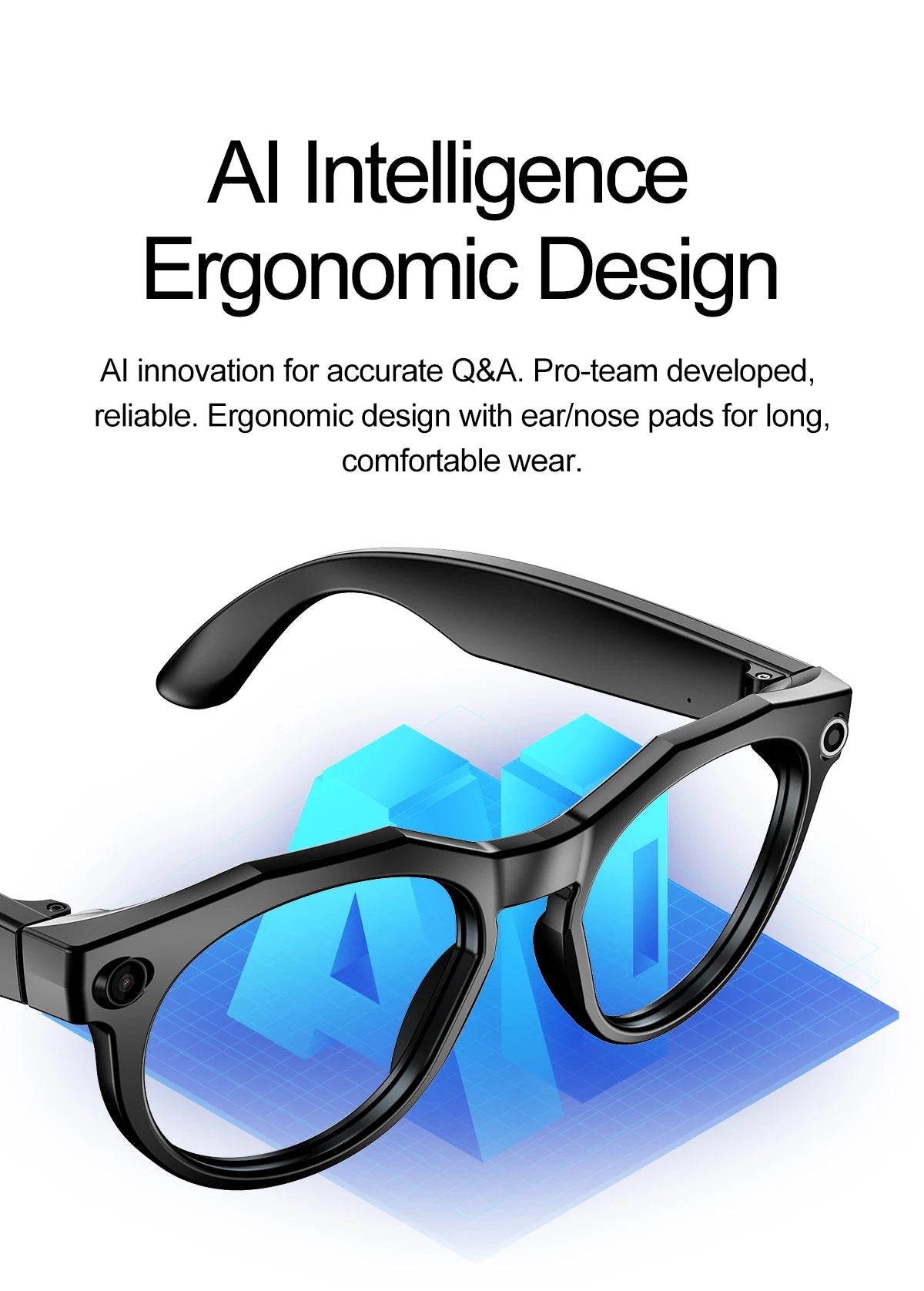 Lunettes IA OMNISIGHT W611 – Caméra 8MP, Traduction Vocale & WiFi | IPX6