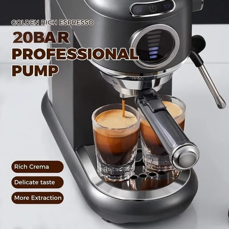 Machine à expresso électrique CAFELFFE MK-601F 4 en 1 en acier inoxydable avec mousseur à lait, pression 20 bars, compatible avec les dosettes /D*/ESE