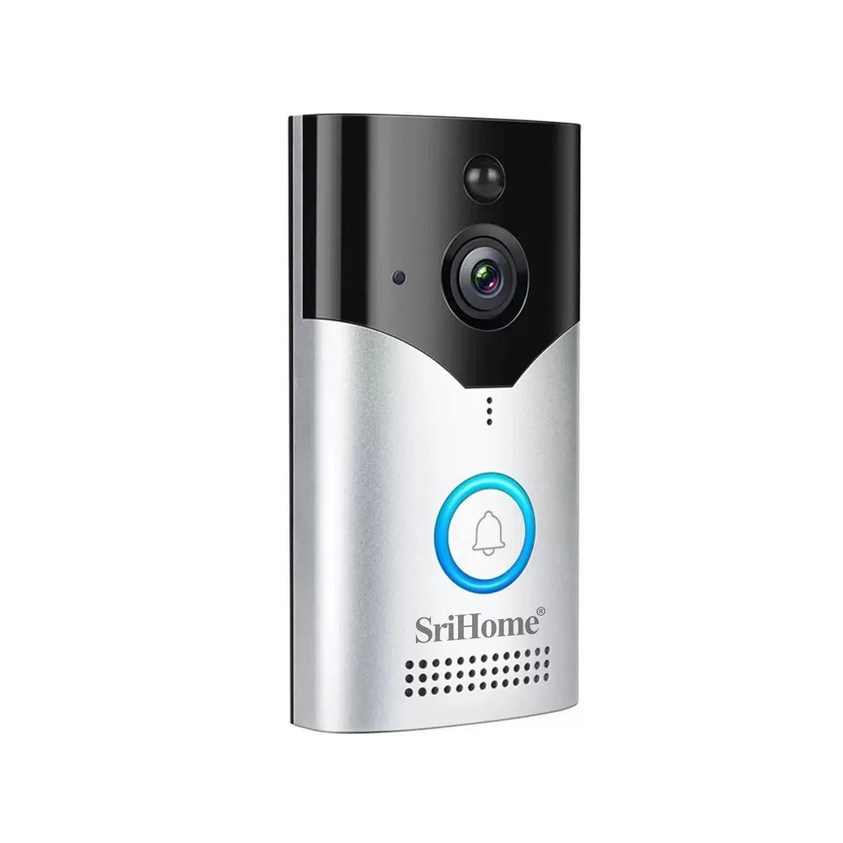 Kit sonnette vidéo Srihome 4MP avec interphone visuel, Wi-Fi 6, détection PIR et batterie lithium haute capacité.