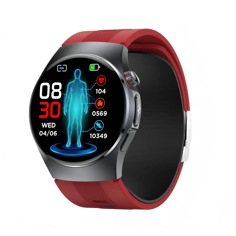 Montre Santé S201 – ECG, Tensiomètre Pompe à Air, NFC, SOS & Écran 1.56"