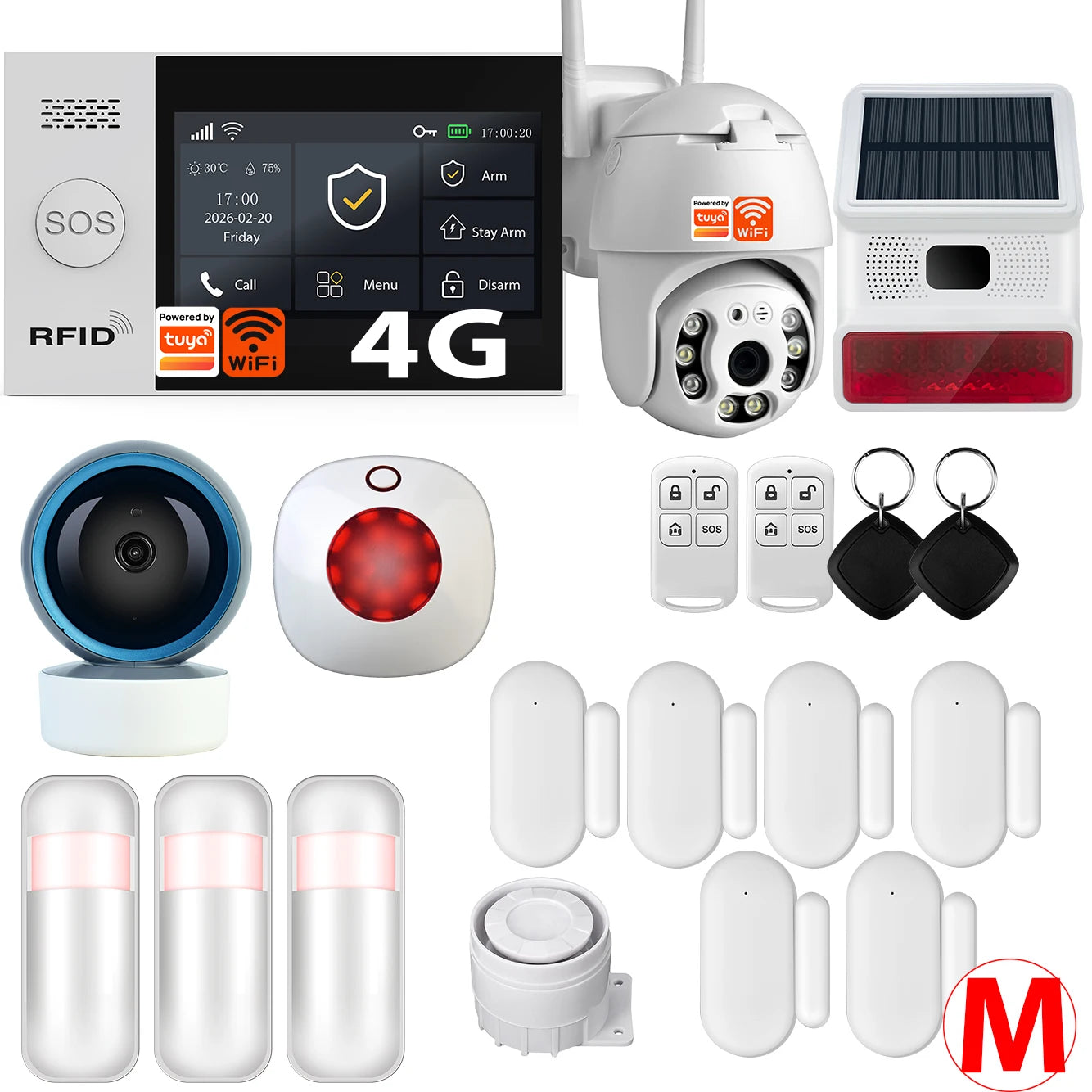 Système d'alarme de sécurité domestique intelligent Tuya TY-107 GSM avec alarme antivol portable 4G WiFi.