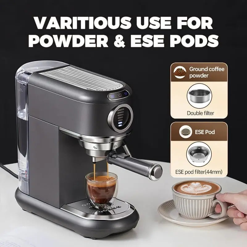 Machine à expresso électrique CAFELFFE MK-601F 4 en 1 en acier inoxydable avec mousseur à lait, pression 20 bars, compatible avec les dosettes /D*/ESE