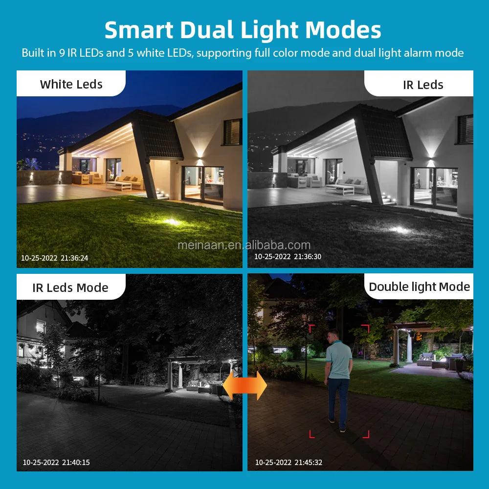 Caméra de sécurité IP PTZ 4K sans fil WiFi extérieur 8MP en stock, application ICSee, double objectif, caméra de surveillance WiFi domestique