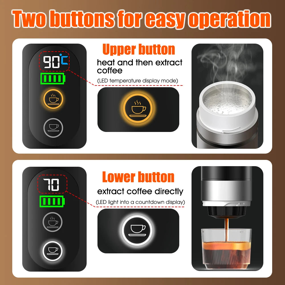 Machine à café expresso portable USB automatique, système auto-chauffant, vente en gros d'usine 2025