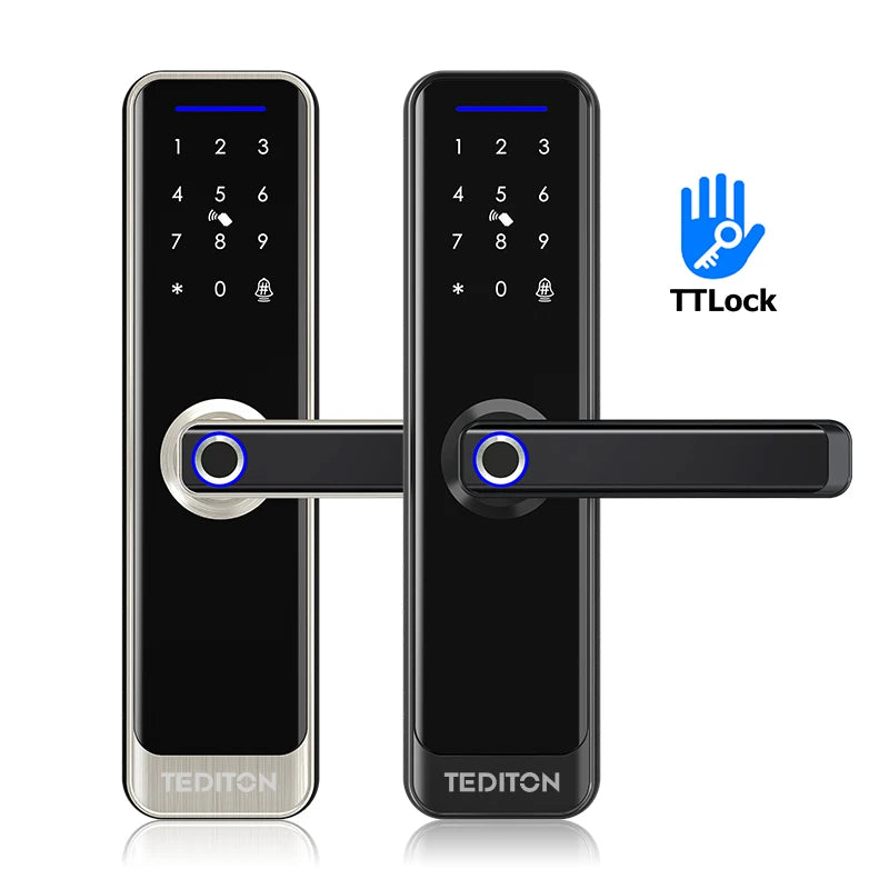 Serrure de porte numérique intelligente Tediton OEM Smart Home Tuya TTlock avec sonnette et application de contrôle Wi-Fi
