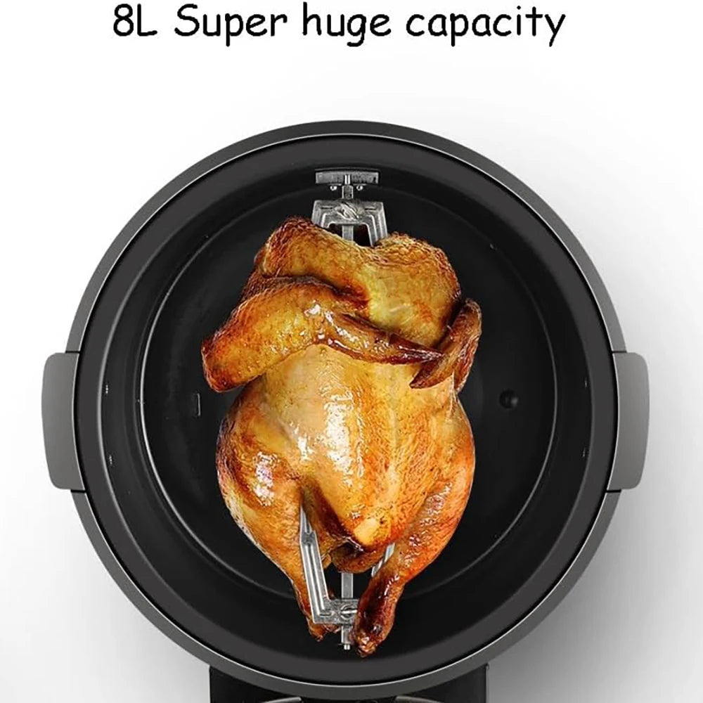 Air Fryer 8 L Multifonction | Rotation 360°, Sans Huile, Température Réglable et Minuterie Digitale