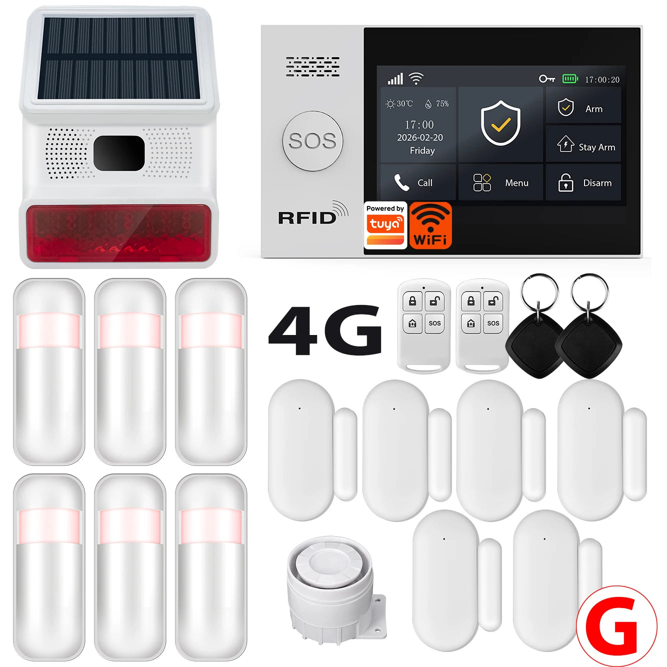 Système d'alarme de sécurité domestique intelligent Tuya TY-107 GSM avec alarme antivol portable 4G WiFi.