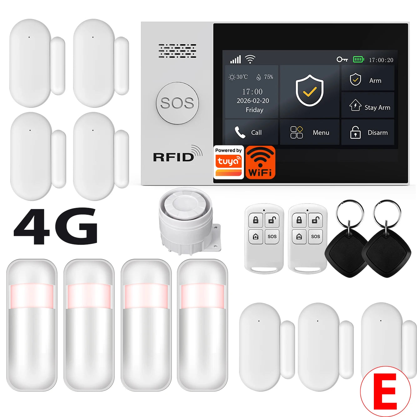 Système d'alarme de sécurité domestique intelligent Tuya TY-107 GSM avec alarme antivol portable 4G WiFi.