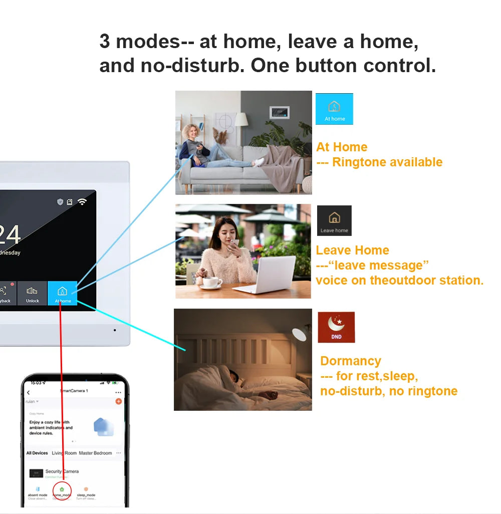 Interphone vidéo de haute qualité pour villa ou appartement, avec moniteur intérieur et interphone IP filaire pour appels résidents.