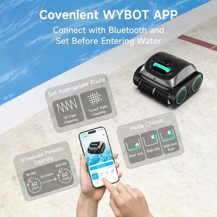 Robot aspirateur de piscine YOLO-POOL C1 — parois et fond, 150 m², certifié CE