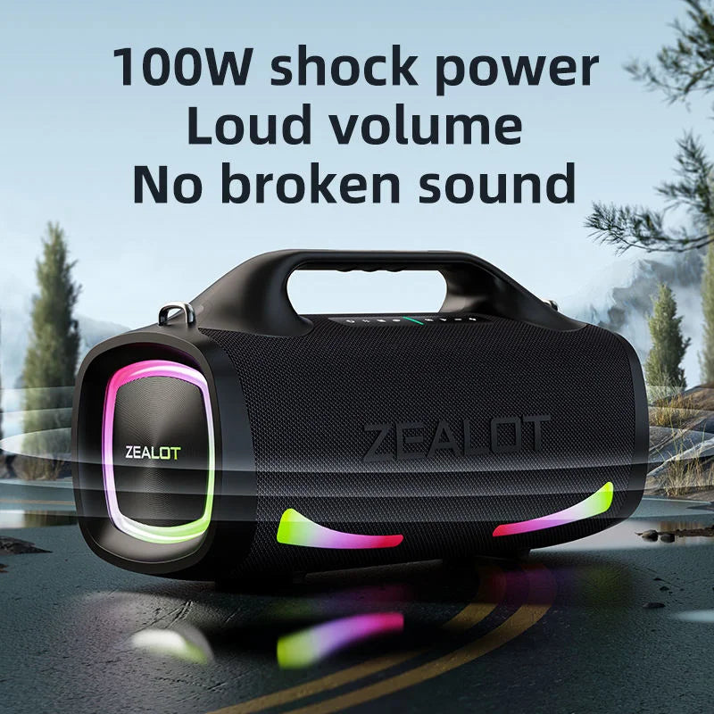 Enceinte Outdoor ZEALOT S79 – 100 W, IPX6, LED RGB, batterie externe et Bluetooth 5.2
