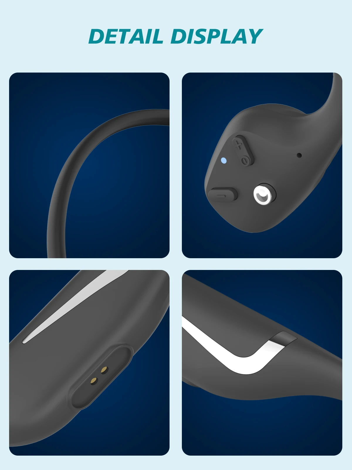 Écouteurs à Conduction Osseuse DV68 – RGB, Bluetooth 5.3 & IPX7 Sport