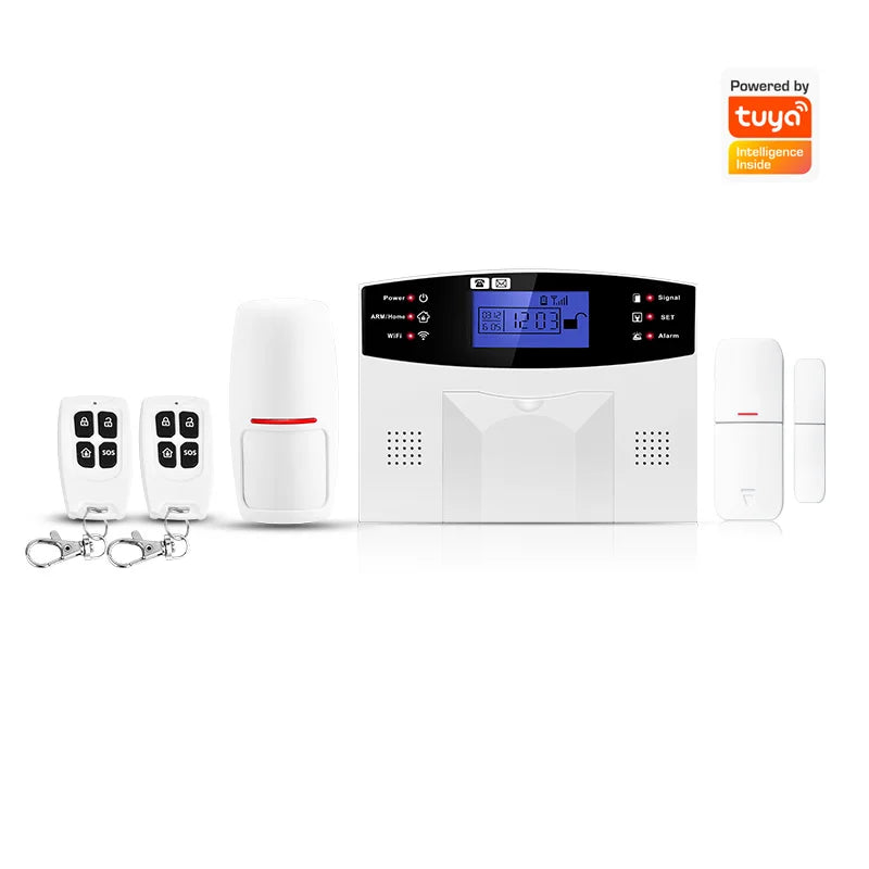 Dispositifs domotiques intelligents : kit d'alarme GSM 2,4 GHz compatible Wi-Fi 2,4 GHz avec application Tuya pour la sécurité de votre domicile.