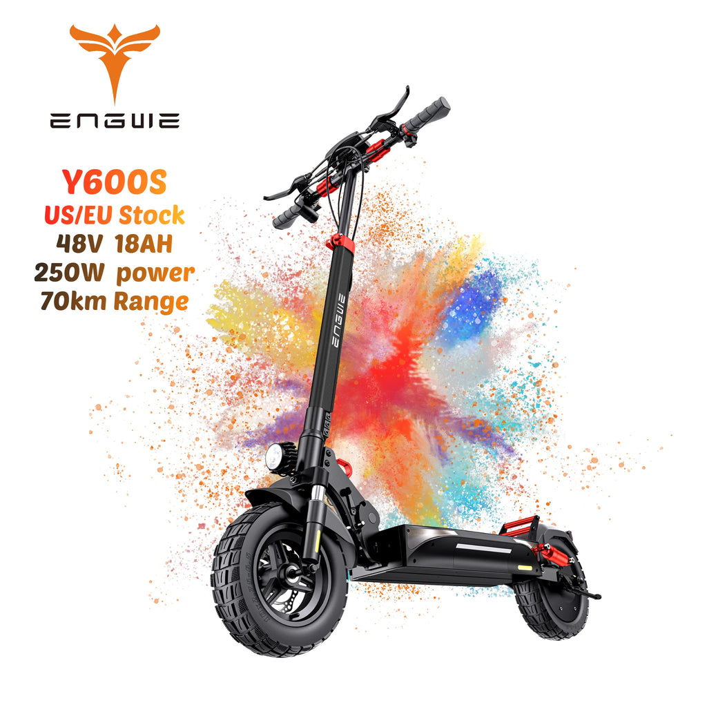 Trottinette électrique 2025, modèle Y600, pliable, disponible en entrepôt américain. Moteur arrière 250 W x 2, écran 10 pouces, batterie 48 V 18 Ah.