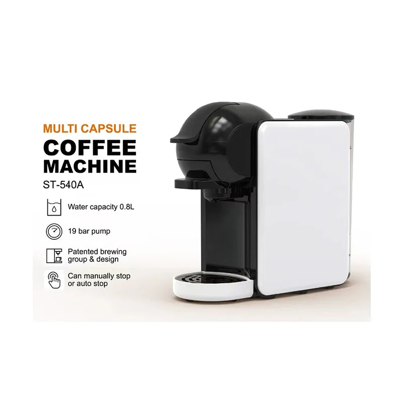 Machine à café à capsules Cafetera Nes, machine à café expresso et à tasses Np Dg Blanc Noir Pompe 19 bars Machine à café multi-capsules