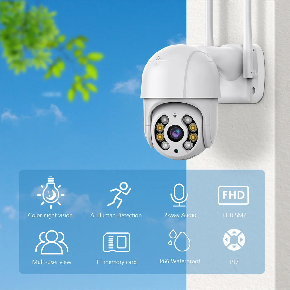 Caméra de Surveillance ICSEE A12 8 MP | PTZ Wi-Fi, Détection IA, Suivi Automatique et Étanchéité IP
