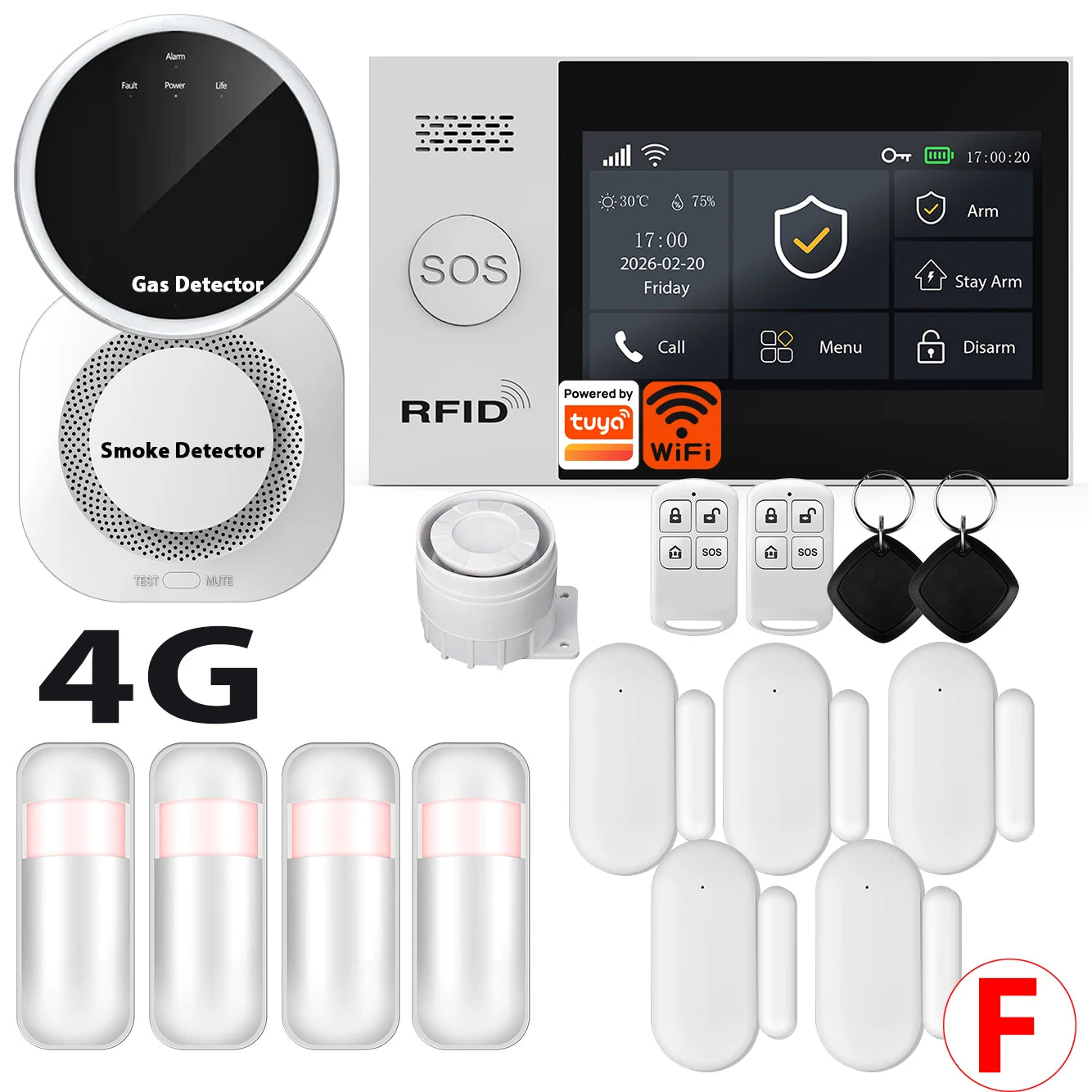 Système d'alarme de sécurité domestique intelligent Tuya TY-107 GSM avec alarme antivol portable 4G WiFi.