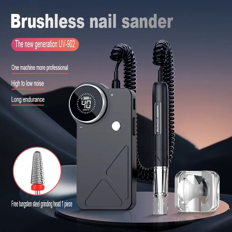 Perceuse à ongles professionnelle JIEDAN JD-B6-73, 40 000 tr/min, 4 500 mAh, moteur sans balais, 65W