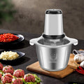 Mini robot culinaire et hachoir à viande électrique en acier inoxydable de 2,5 L avec fonctions de hachage et de broyage, grande capacité.