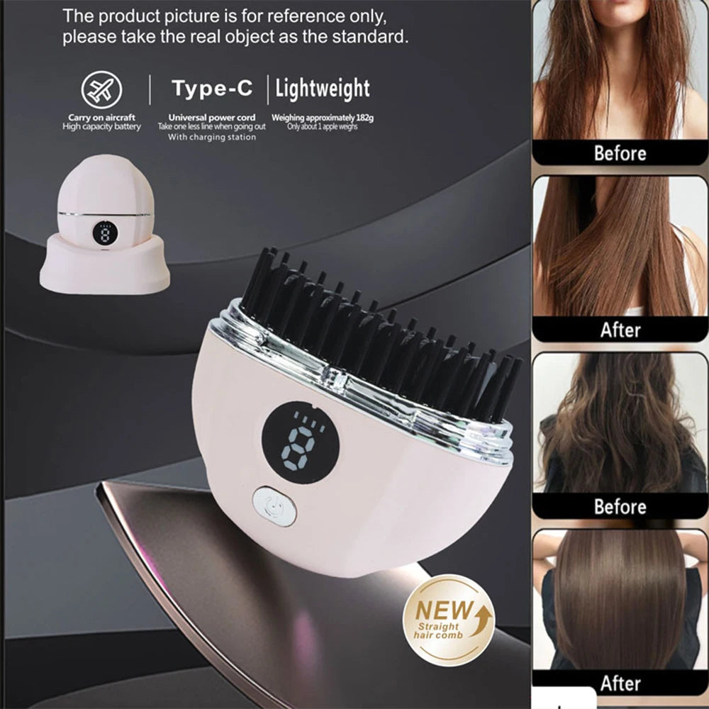 Brosse Lissante Portable Sans Fil | Peigne Anti-Brûlure pour Coiffure Rapide et Voyage