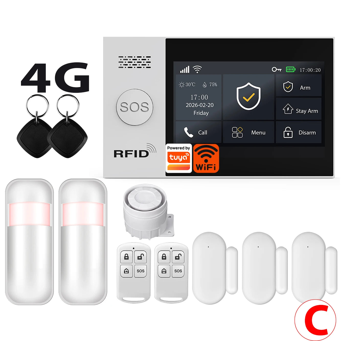Système d'alarme de sécurité domestique intelligent Tuya TY-107 GSM avec alarme antivol portable 4G WiFi.