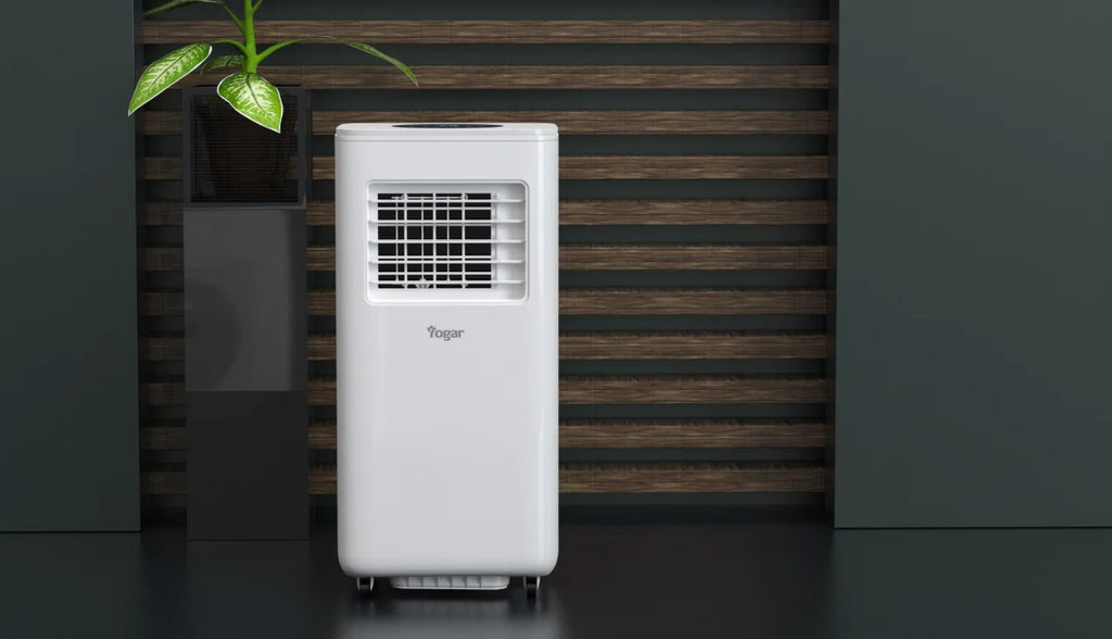 Chauffage électrique portable intelligent en plastique, 9000 BTU, minuterie 24 h, télécommande contrôlée par application, écoénergétique et durable.