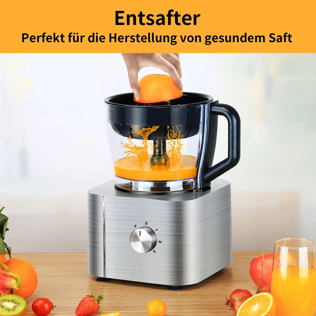 Robot culinaire 11 en 1 avec fonctions de hachage, mélange, pétrissage, broyage, fouettage et extraction de jus, 1100 W