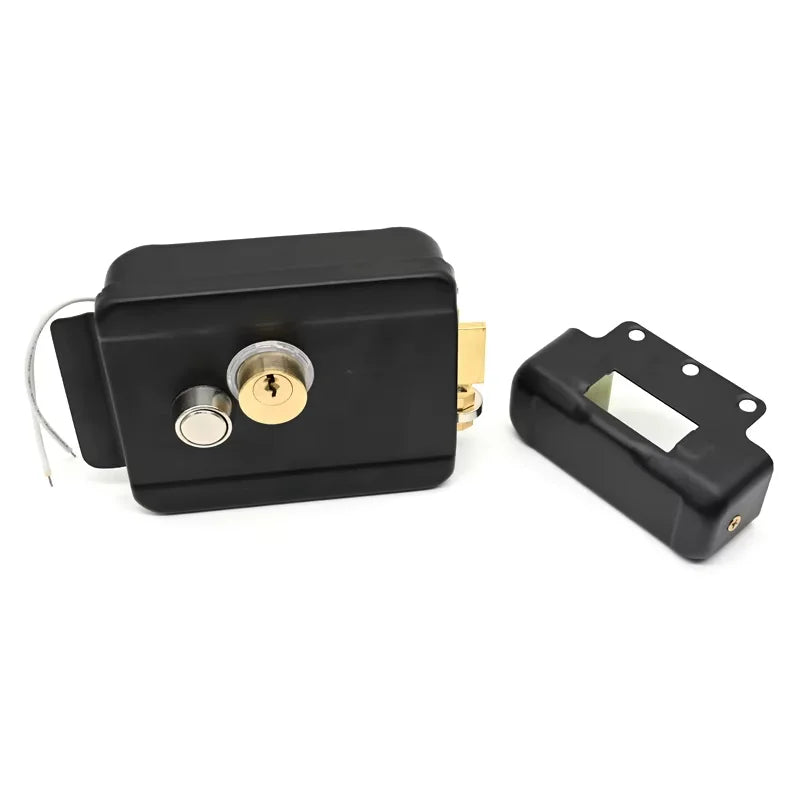 Serrure de porte électrique à double cylindre haute sécurité, compatible avec les clés intelligentes pour la maison connectée (intérieur/extérieur), 12 V.