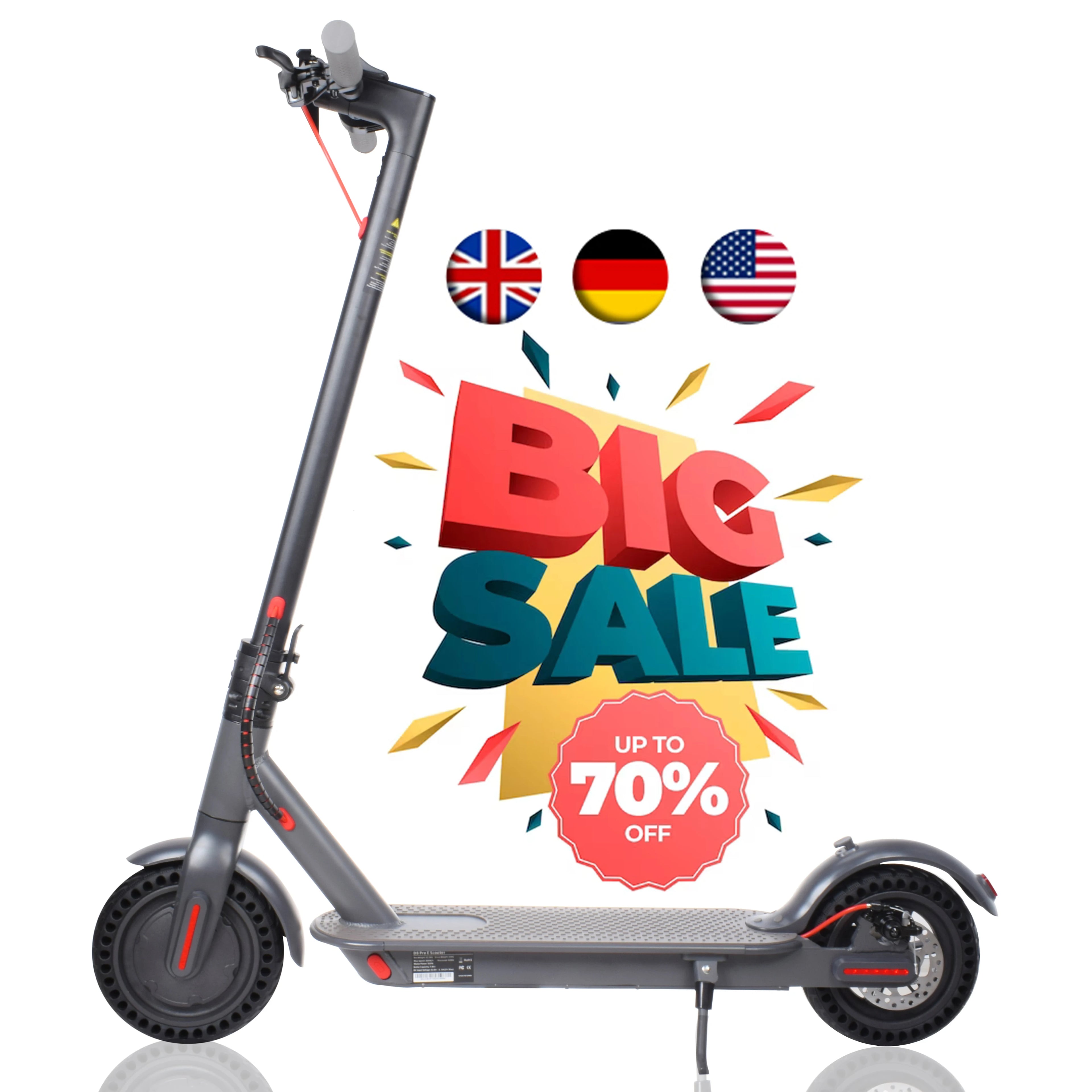 Trottinette électrique D8 Pro pliable 250 W, pneus alvéolés 8,5 pouces, batterie 36 V 10,5 Ah, autonomie 25-35 km