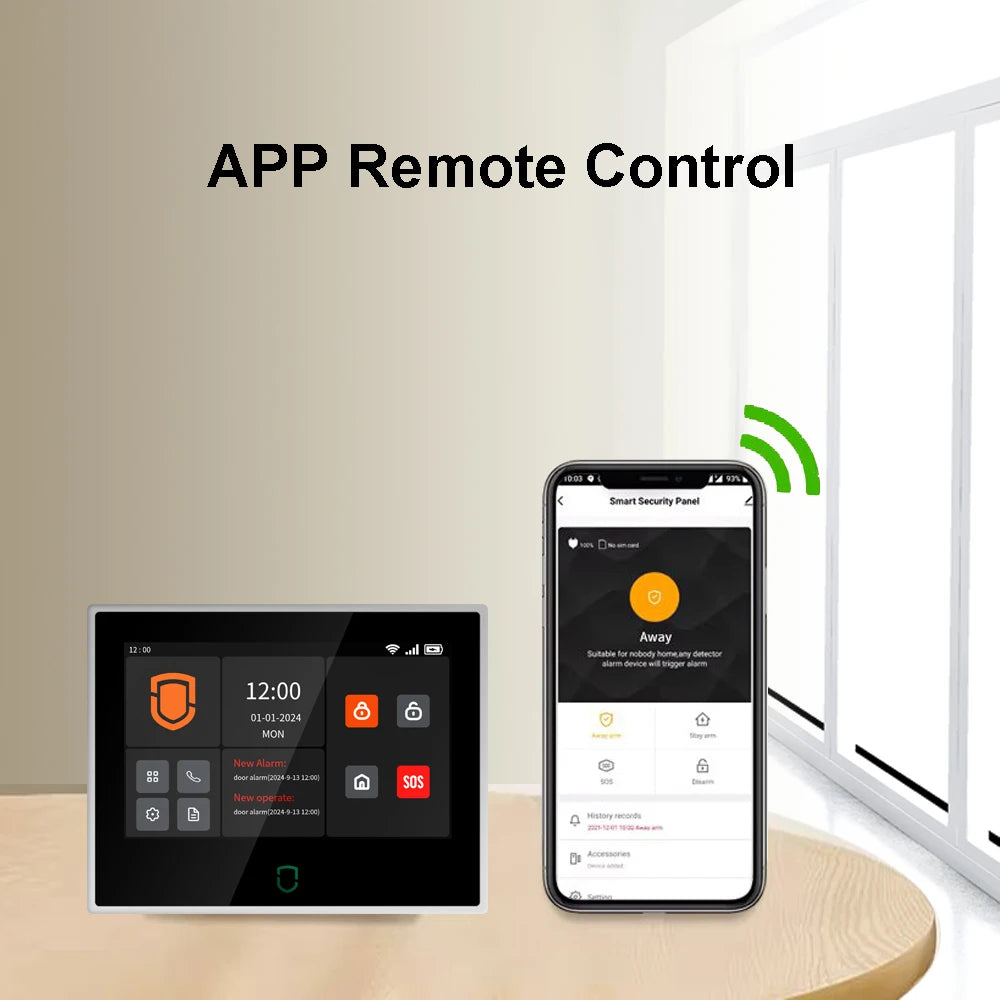 Système d'alarme de sécurité GSM intelligent Tuya 4G GSM WIFI pour la maison connectée, compatible avec Alexa et Google.