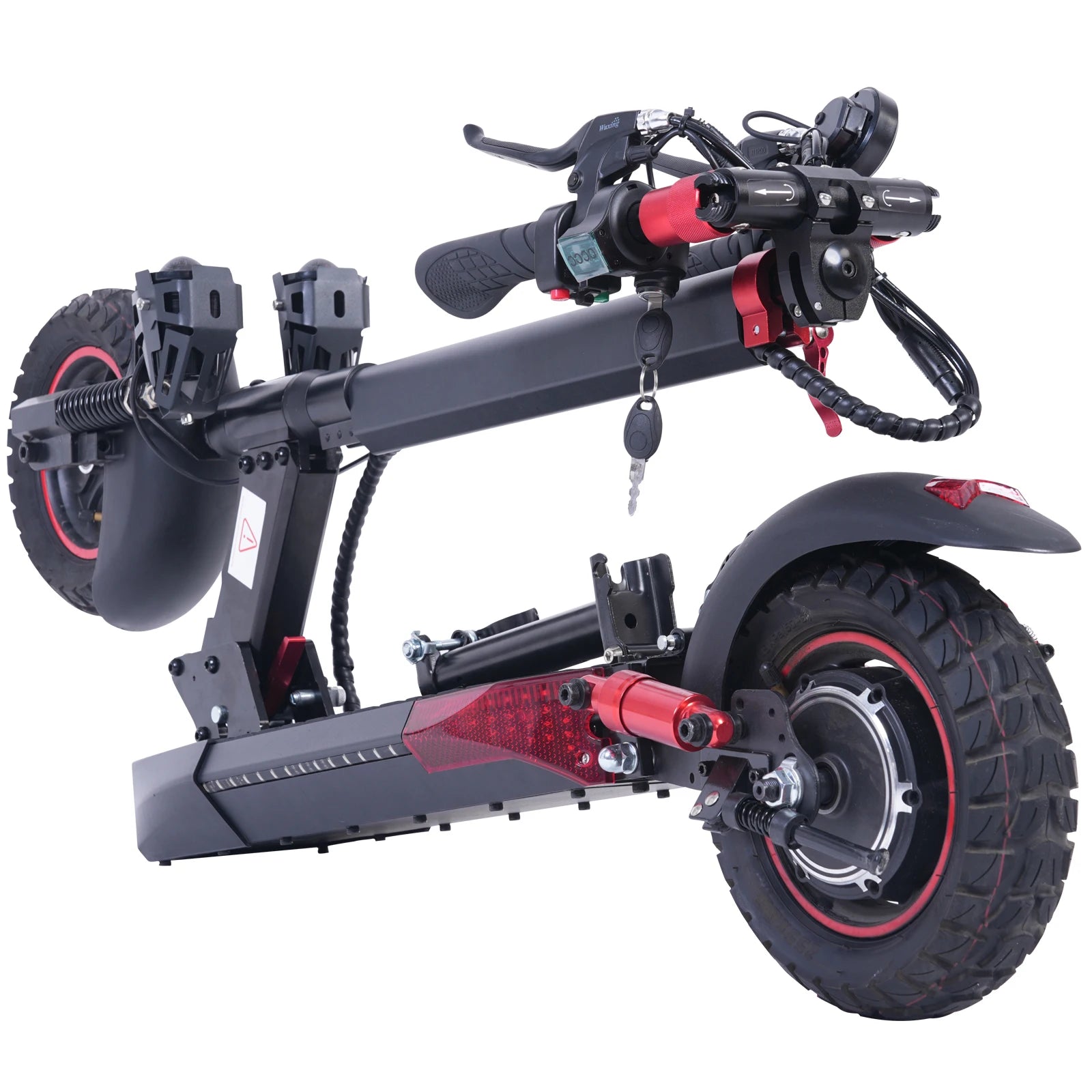Trottinette électrique tout-terrain pliable et étanche IPX5, pneus larges 10 pouces, double suspension, autonomie de 45 km, entreposage UE, Royaume-Uni, États-Unis et Canada.