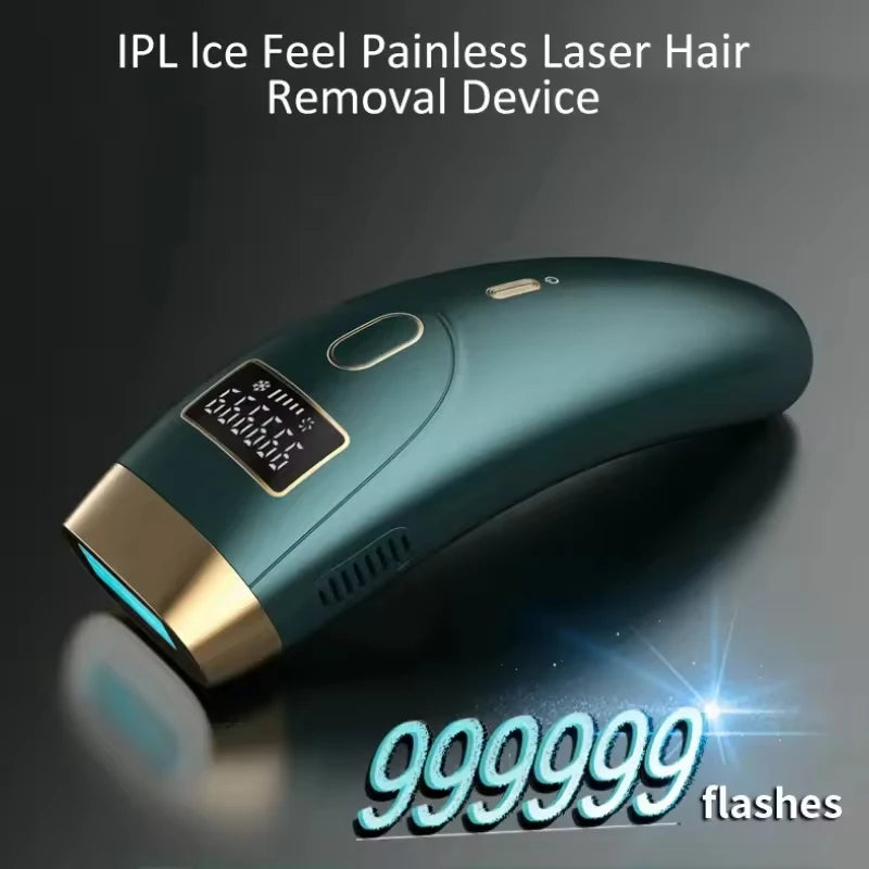 Épilateur laser IPL portable à 999 999 flashs pour une épilation définitive et indolore.