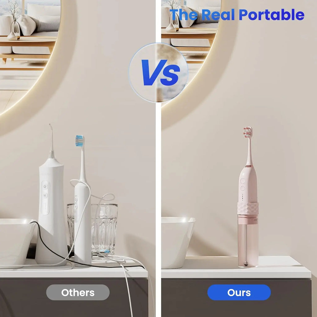 Brosse à Dents Électrique avec Hydropulseur | Kit de Nettoyage Dentaire 2-en-1 Portable