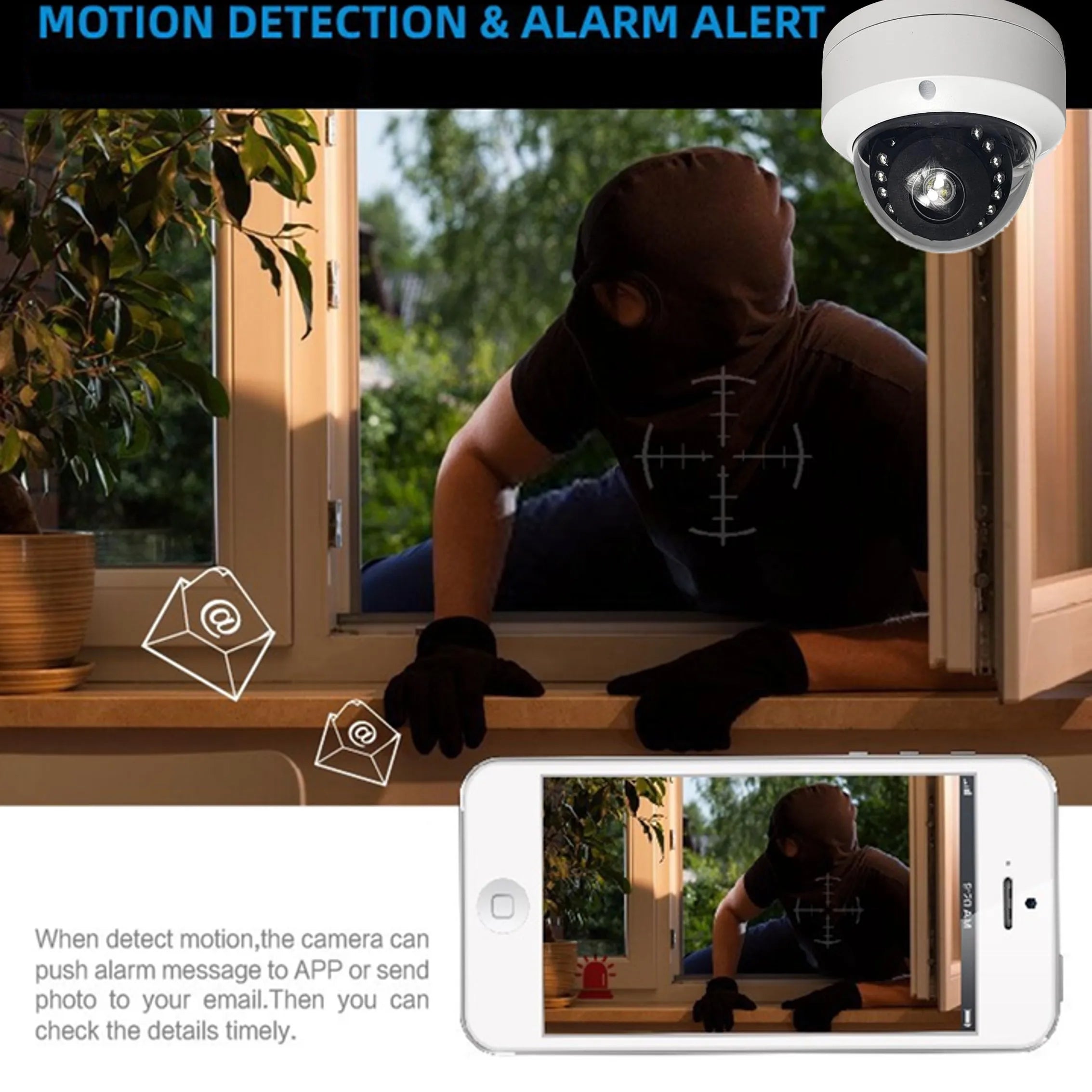 Caméra IP PoE 4K 8 MP | Dôme de Surveillance Extérieur, Vision Nocturne IR et Système de Vidéosurveillance