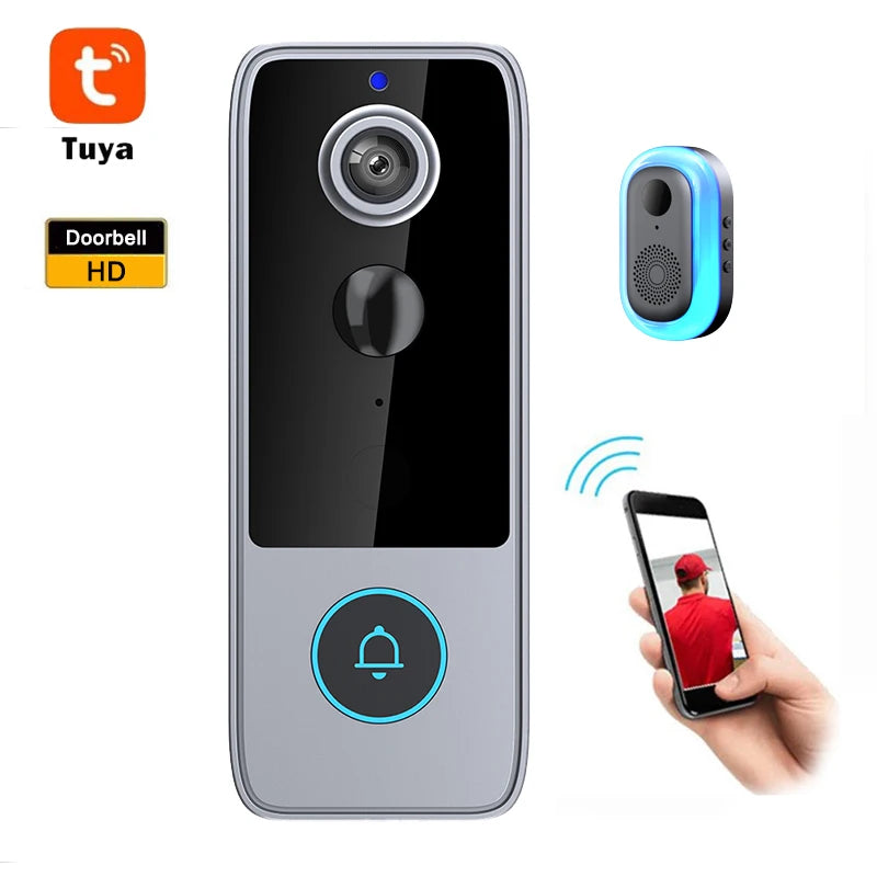 Sonnette vidéo sans fil intelligente avec caméra de sécurité pour la maison 1080p - Meilleure sonnette vidéo Wi-Fi - Sonnettes intelligentes Tuya