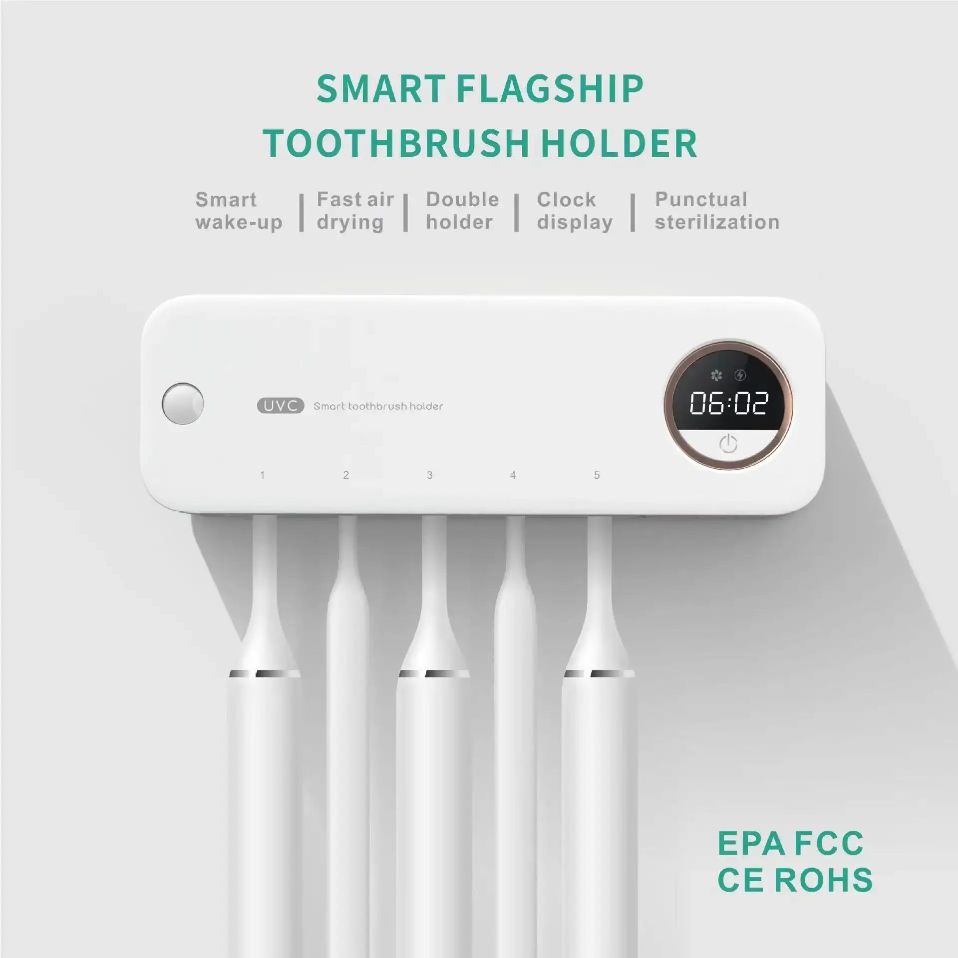 Stérilisateur UV brosse à dents Smileviva HLS-Y3, étanche, USB/batterie, 6 min, capteur intelligent