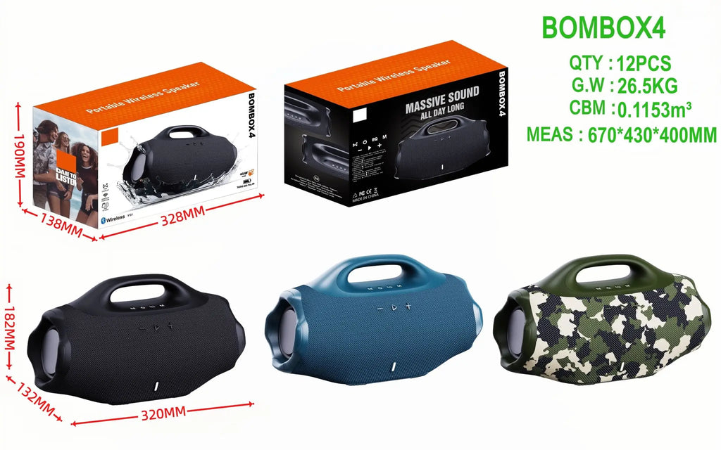 Boombox Portable X4 – 40W, apparemment, Poignée Transport, Bluetooth & Outdoor Sport