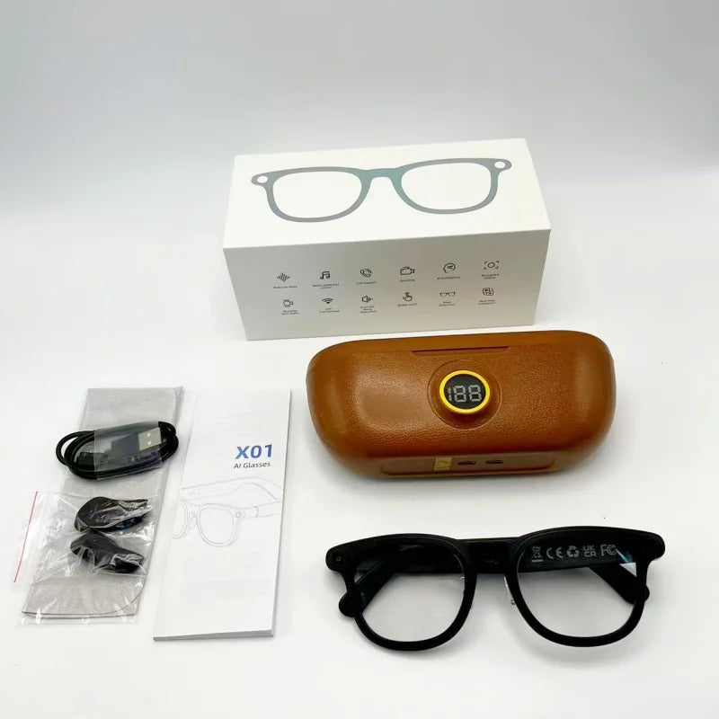 Lunettes IA X01 Ultra – Caméra 8MP, WiFi, ChatGPT & Appel BT | IPX6