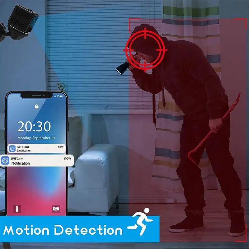 Mini caméra de surveillance sans fil avec vision nocturne 1080p et audio bidirectionnel pour la maison