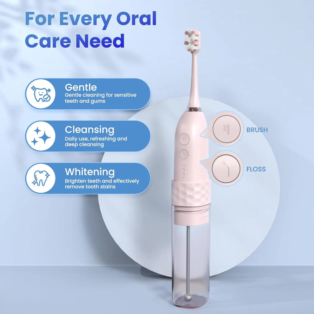 Brosse à Dents Électrique avec Hydropulseur | Kit de Nettoyage Dentaire 2-en-1 Portable