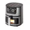 Friteuse à air chaud en acier inoxydable, capacité 5-6 L, 2400 W, quatre électriques intelligentes à commande tactile.