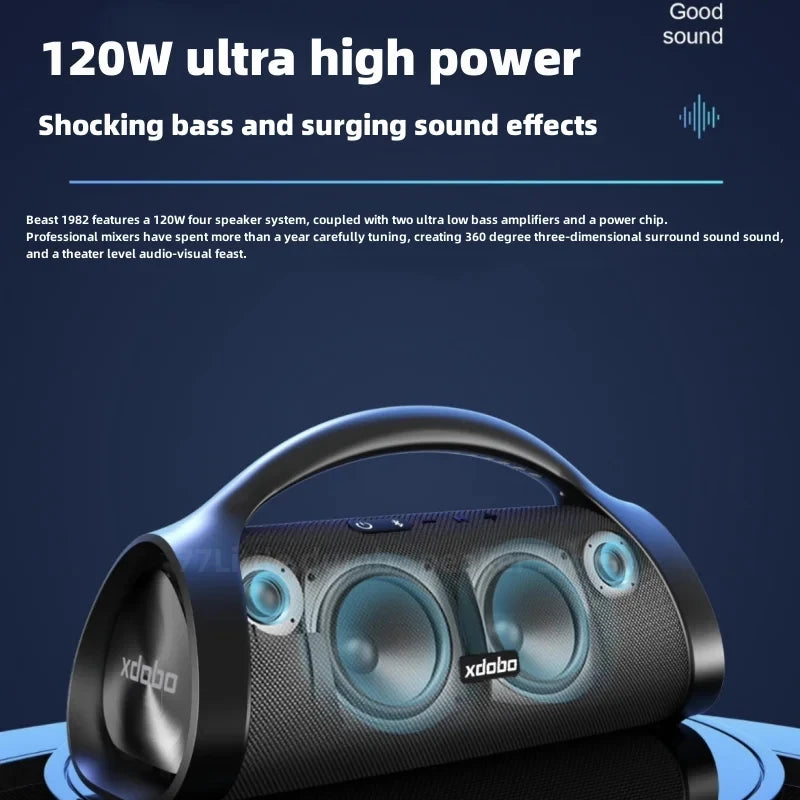 Enceinte Karaoké XDOBO 120W – IPX6, Bluetooth 5.3, 2 Micros Sans Fil & 10h