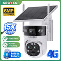 Caméra de Surveillance SECTEC 6 MP | 4G, Zoom 15x, Carte SIM, Vision Nocturne et Énergie Solaire