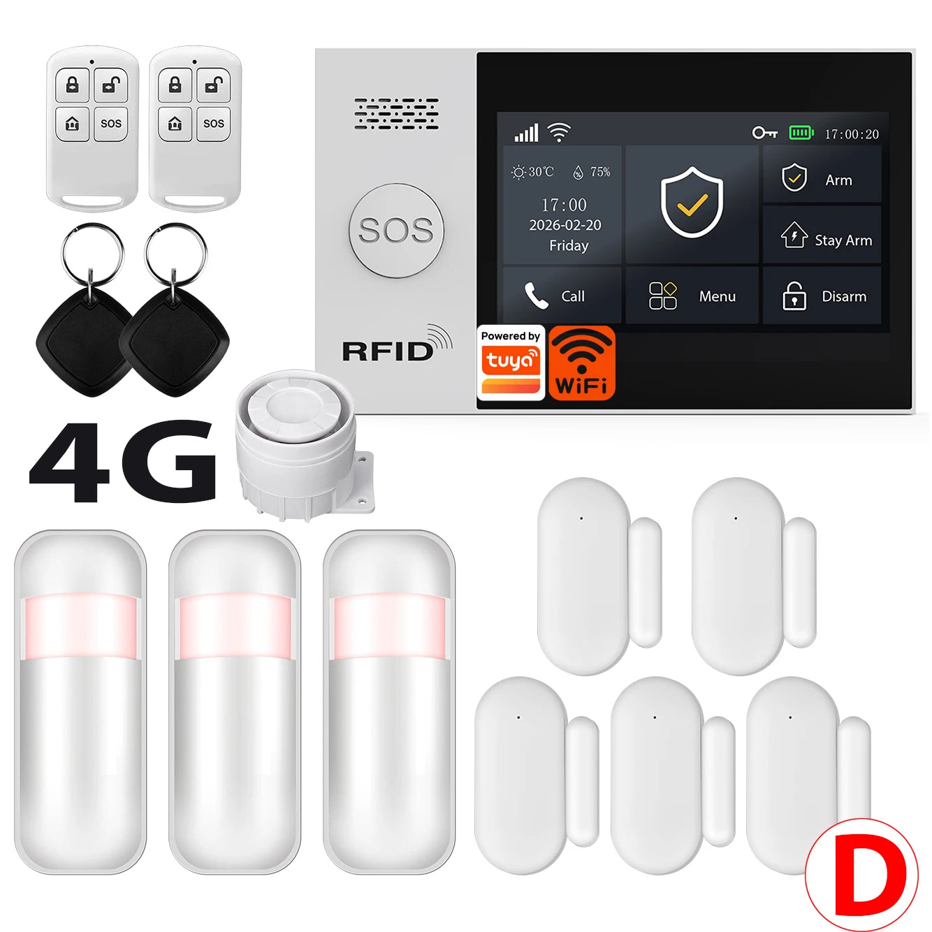 Système d'alarme de sécurité domestique intelligent Tuya TY-107 GSM avec alarme antivol portable 4G WiFi.