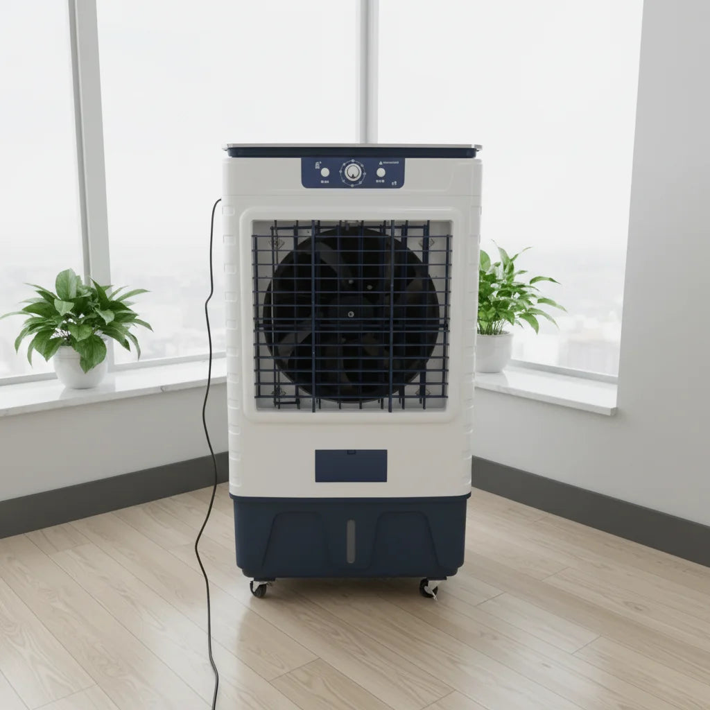 Climatiseur portable d'intérieur avec réservoir d'eau de 50 L, mobile et autoportant, idéal pour la maison, le bureau ou les petites pièces.