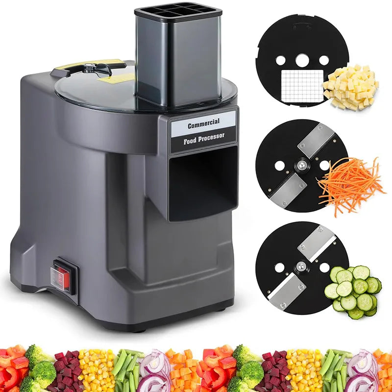 Robot culinaire multifonctionnel pour usage domestique et professionnel, capable de couper, râper et trancher les aliments.