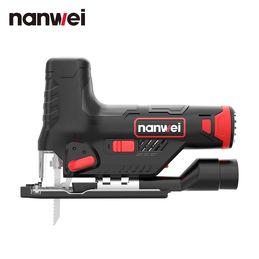 Scie sauteuse sans fil Nanwei multifonctionnelle à courbe réglable, outil électrique pour le travail du bois, fonctionne sur batterie, usage industriel et de bricolage NanWei