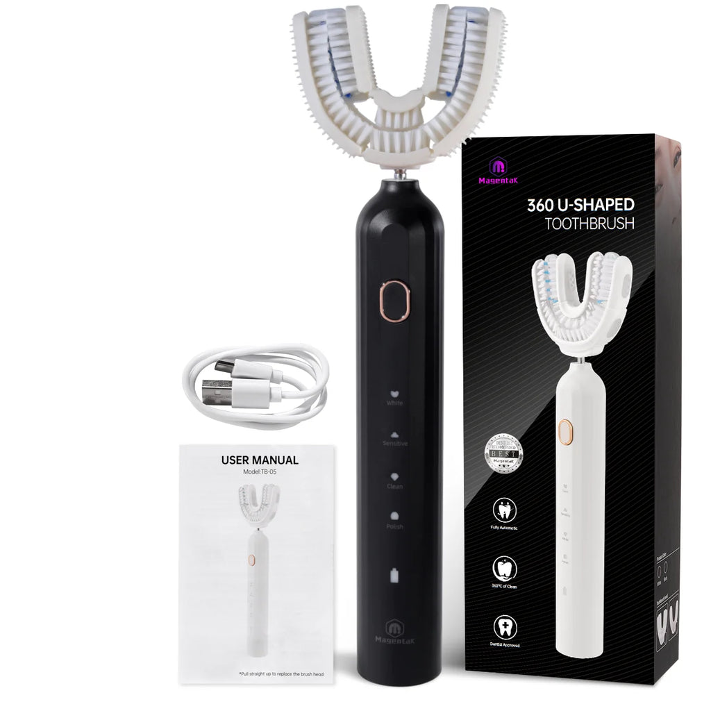 Brosse à Dents Sonique 360° en U | Hygiène Bucco-Dentaire, Nylon Souple et Blanchiment Dentaire à Domicile